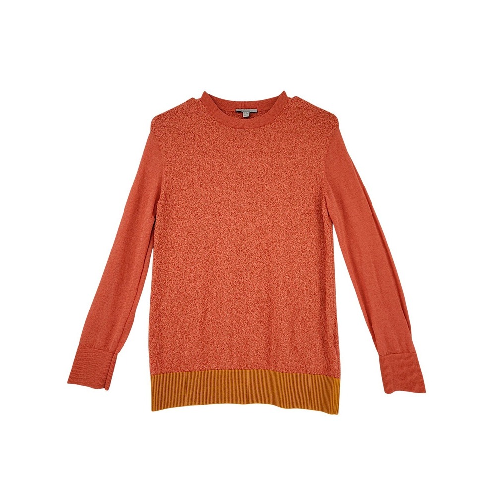 COS Sweater XS Womens Orange Textured Long Sleeve Cotton Pullover Lightweight